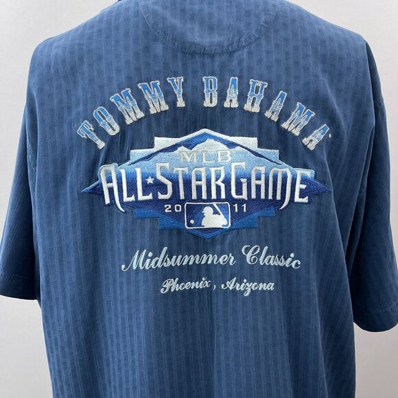Tommy Bahama Silk MLB Baseball Game 2011 Mid-Summer Classic Shirt Blue Men XL‎ - Picture 1 of 11